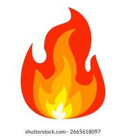 Estilo plano Iniciar sesión del símbolo del Vector del emoji del fuego. Ilustración vectorial de llama