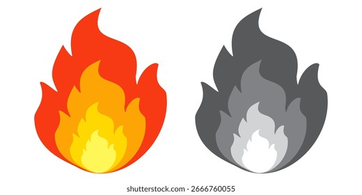 Fire emoji vector symbol sign in flat style. vector illustration of flame