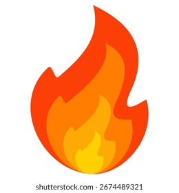 Estilo plano Iniciar sesión del símbolo del Vector del emoji del fuego. Ilustración vectorial de llama