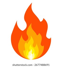 Fire Emoji-Vektorsymbol-Zeichen im flachen Stil. Vektorgrafik der Flamme