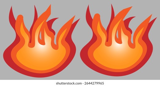 Fire Emoticon on Transparent Background. Isolated Vector Illustration 