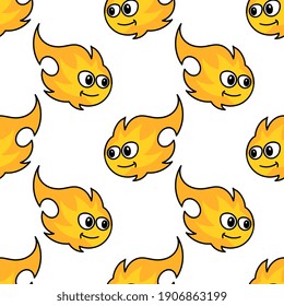 patrón de emoticonos de fuego imprimida sin fisuras. Ideal para la tela vintage de verano, la reserva de chatarra, el papel pintado, el giftwrap. diseño de fondo de patrón de repetición