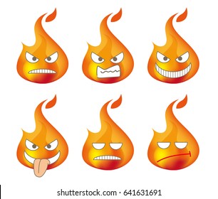 Fire emoticon set / emojis image of anger