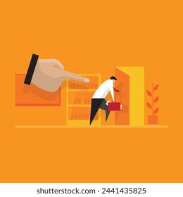 fire employees out of the door , vector illustrator.