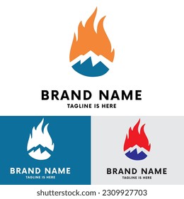 Diseño del logotipo del concepto de montaña para incendios	