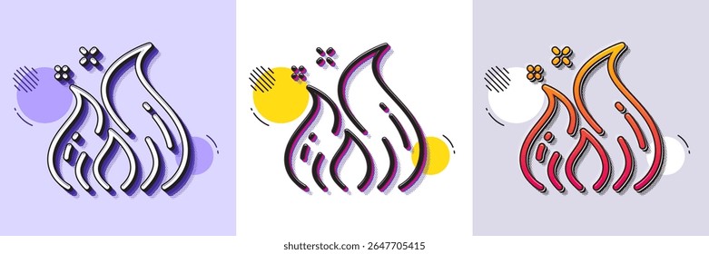 Fire energy line icon. Halftone dotted pattern. Gradient icon with grain shadow. Flame sign. Ecology symbol. Line fire energy icon. Various designs. Vector