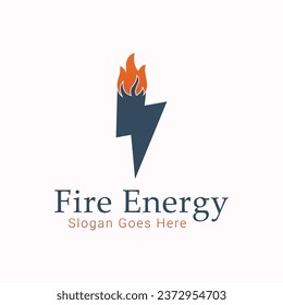 Fire Energy Logo Design Fire with Bolt Logotype