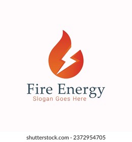 Fire Energy Logo Design Fire with Bolt Logotype