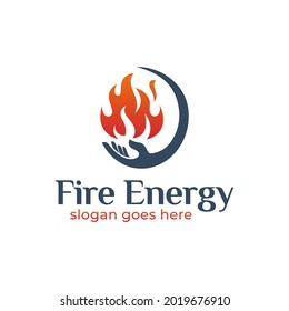 Fire Energy Positive With Hand Care Your Life Logo Design