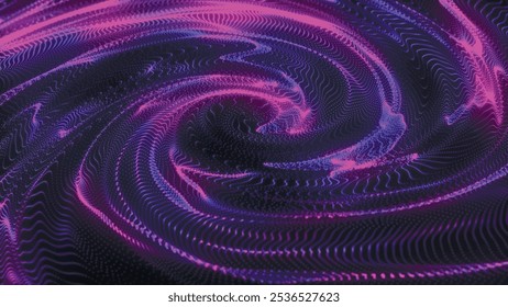 Feuerenergie-Wirbel. Runde bunte digitale Klangwelle. Wirbelnder aquatischer Wirbel, rotierende Teilchen. Ein leuchtender Whirlpool. Abstrakter digitaler Wirbel. 3D-Vektor