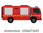 fire engine automobile car vehicle flat style vector illustration isolated on white background