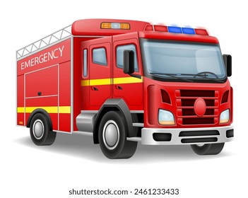 Ilustración vectorial del vehículo del coche del coche del coche del motor de fuego aislada en el fondo blanco