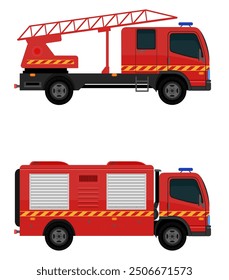 fire engine automobile car vehicle flat style vector illustration isolated on white background