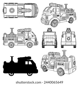 Fire Engine Car Vector 02. Illustration Isolated On White Background. A vector illustration Of A Fire Engine.