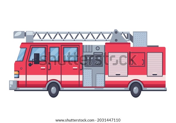 Fire Engine Cartoon Style On White Stock Vector (Royalty Free ...