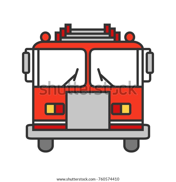 Fire engine color icon. Firefighting truck.\
Isolated vector\
illustration