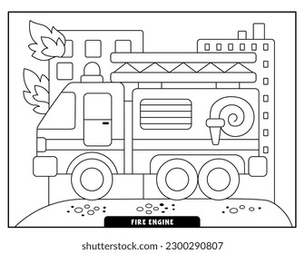 Fire Engine coloring pages for kids