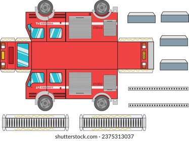 Fire engine firefighting emergency vehicle or red firetruck Truck 3D PRINTABLE Heavy vehicles, Paper Craft, Ready to print