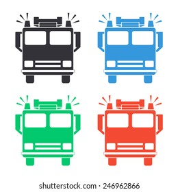 Fire Engine Icon - Colored Vector Illustration