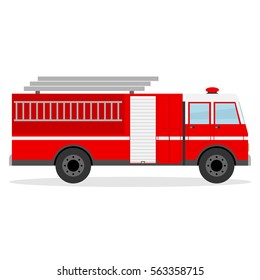 Fire engine, fire engine icon, firefighter, special purpose vehicle. Flat design, vector illustration, vector.
