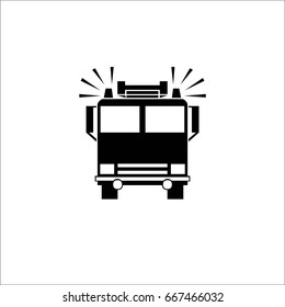 fire engine icon - gray and colored (blue, yellow, red, green) vector illustration with long shadow