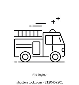 fire engine icon. Outline style icon design isolated on white background