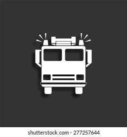 Fire engine icon with shadow - vector illustration