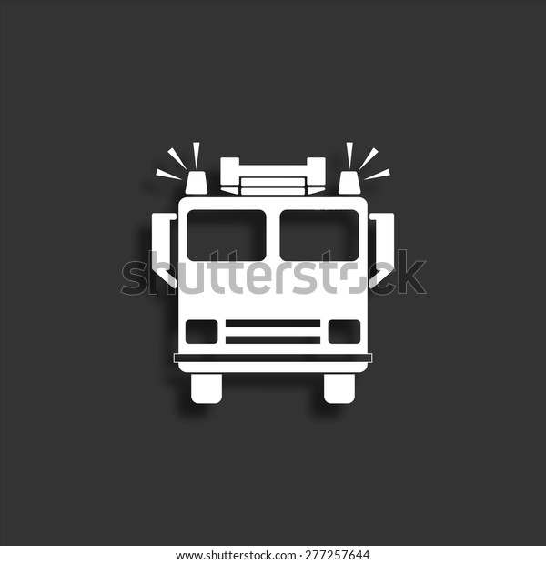 Fire engine\
icon with shadow - vector\
illustration