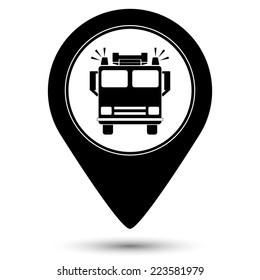 fire engine icon - vector map pointer