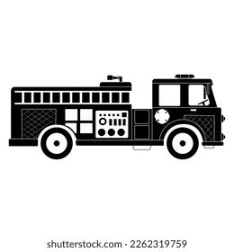 Fire engine icon vector. Fire truck illustration sign collection. Fire Department symbol or logo.