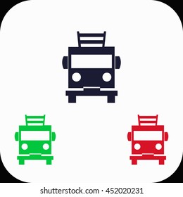 Fire engine Illustration set. Blue, green, red icon.