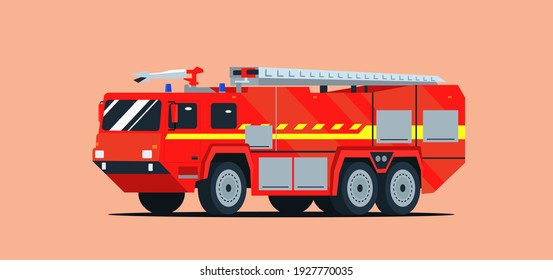 Fire engine isolated. Vector flat style illustration.