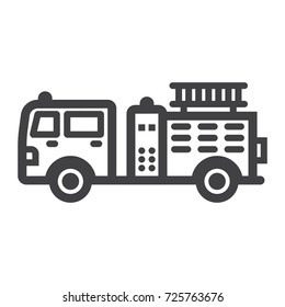 Fire Engine line icon, transport and vehicle, fire truck sign vector graphics, a linear pattern on a white background, eps 10.