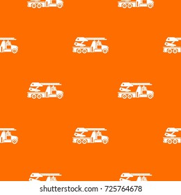 Fire engine pattern repeat seamless in orange color for any design. Vector geometric illustration