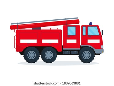 Fire engine. Red fire truck in flat style. Emergency vehicle vector illustration on white background.