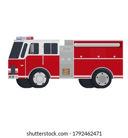 Fire engine. Red fire truck, vector illustration