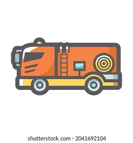 Fire Engine rescue car Vector icon Cartoon illustration