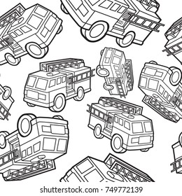 fire engine seamless pattern vector cartoon
