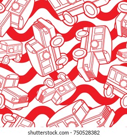 fire engine seamless pattern vector cartoon