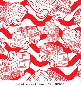 fire engine seamless pattern vector cartoon