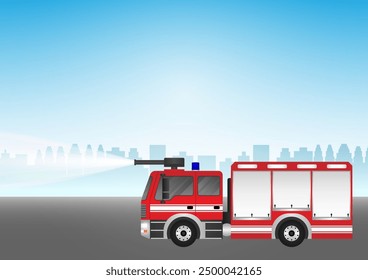 Fire Engine or Fire Truck. Fire Emergency Rescue Truck. Vector Illustration.