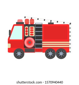 Fire engine truck. Flat design icon vector illustration.