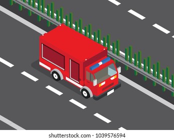 
fire engine truck in the highway 
