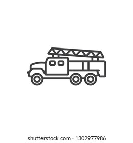 Fire engine, truck line icon.
