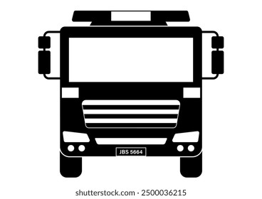 Fire Engine or Fire Truck Sign Symbol. Fire Emergency Rescue Truck. Vector Illustration Isolated on White Background.