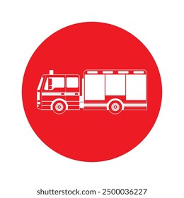 Fire Engine or Fire Truck Sign Symbol. Fire Emergency Rescue Truck. Vector Illustration Isolated on White Background.