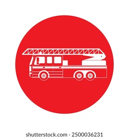 Fire Engine or Fire Truck Sign Symbol. Fire Emergency Rescue Truck. Vector Illustration Isolated on White Background.