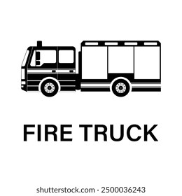 Fire Engine or Fire Truck Sign Symbol. Fire Emergency Rescue Truck. Vector Illustration Isolated on White Background.