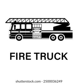 Fire Engine or Fire Truck Sign Symbol. Fire Emergency Rescue Truck. Vector Illustration Isolated on White Background.