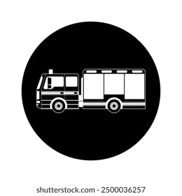 Fire Engine or Fire Truck Sign Symbol. Fire Emergency Rescue Truck. Vector Illustration Isolated on White Background.